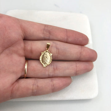 18K Gold Layered Oro Laminado 17mm Our Lady of Guadalupe Medal Pendant 31.0049